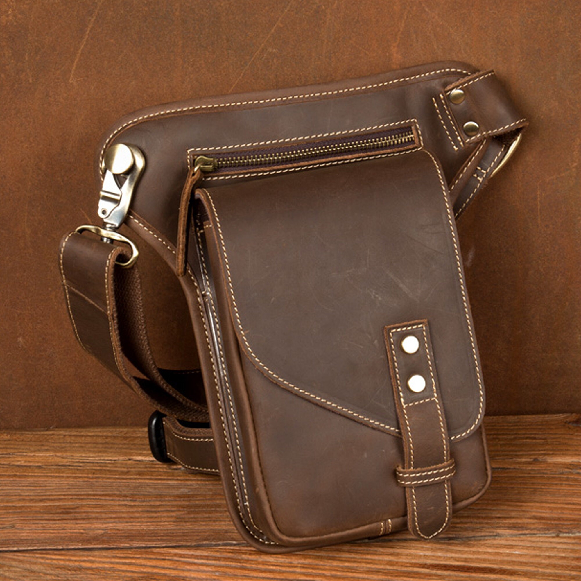 Fanny Pack for Men Leather Hip Bag With Leg Strap 3 Colors Etsy Australia