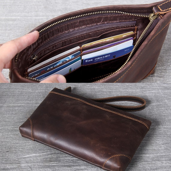 Contacts Men Leather Clutch Bag Wallet Organizer Business With Combination  Lock