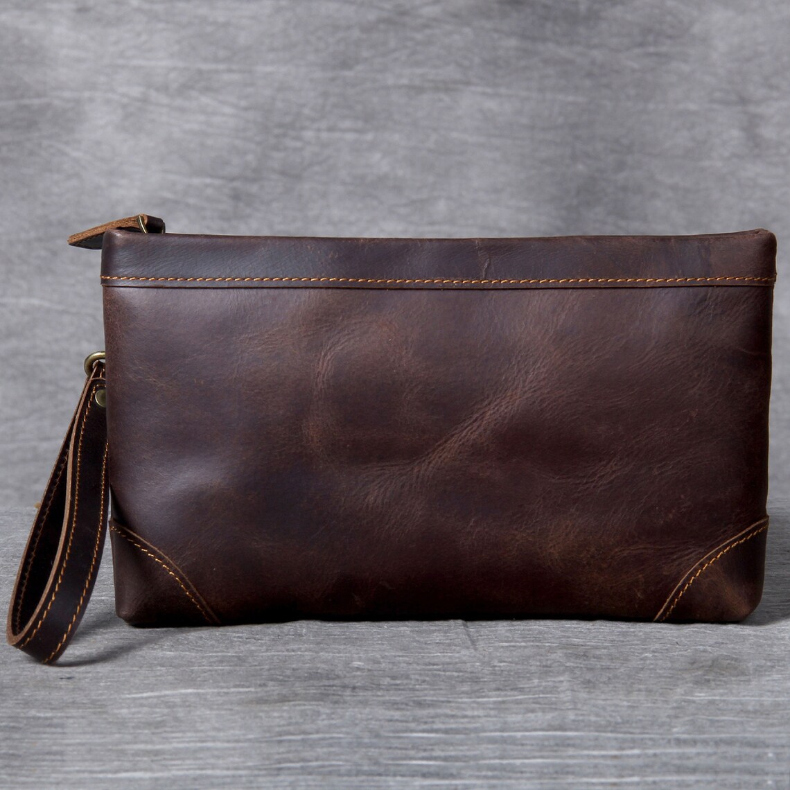 Pochette Uomo Time Resistance - Fatta A Mano In Italia, In Pelle, Con Cinturino Rimovibile - Foto 4