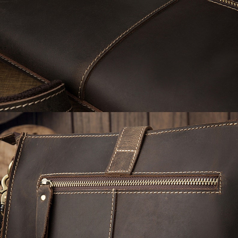 Brown leather clutch bag for men, detachable wrist strap, men clutch wallet handmade image 7