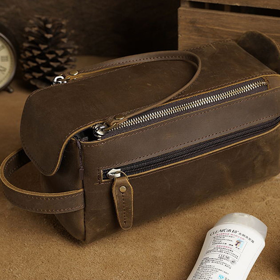 personalized mens bathroom bag