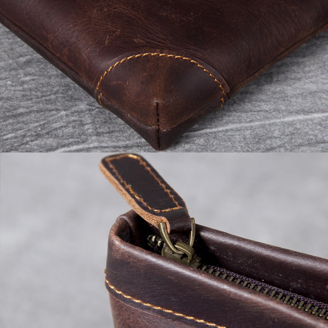 Pochette Uomo Time Resistance - Fatta A Mano In Italia, In Pelle, Con Cinturino Rimovibile - Foto 10