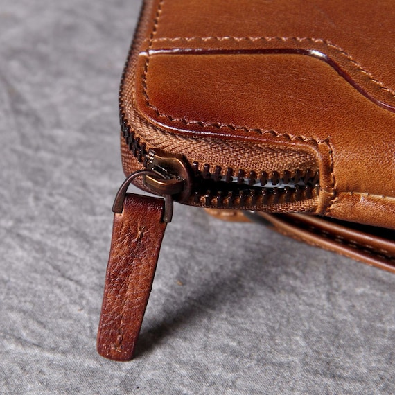 Leather Wristlet Clutch for Men Zippered Clutch Men Mens 