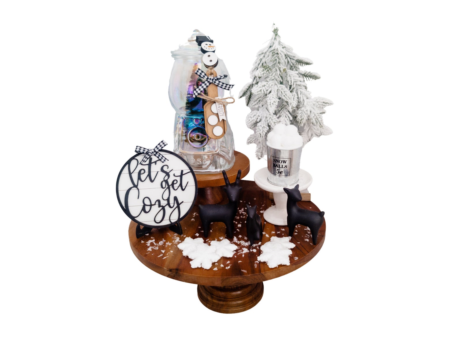 Christmas Scoops for Tiered Tay, Tiered Tray Decorations, Wooden Mini