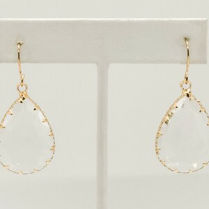 18k Gold Faceted Glass Drop Earrings