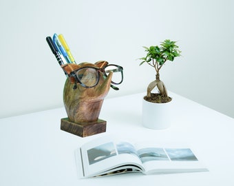Eyeglass Stand, Pen holder for desk, gift for client
