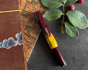Autumn Themed Hand-painted Burgundy Kaweco Sport Fountain Pen M Nib