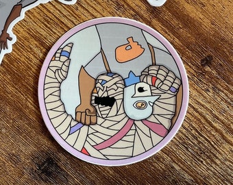 The Pigeon & RubberBand Man Yin Yang Sticker (OC superhero supervillain waterproof vinyl sticker for laptops, sketchbooks, ipad cases)