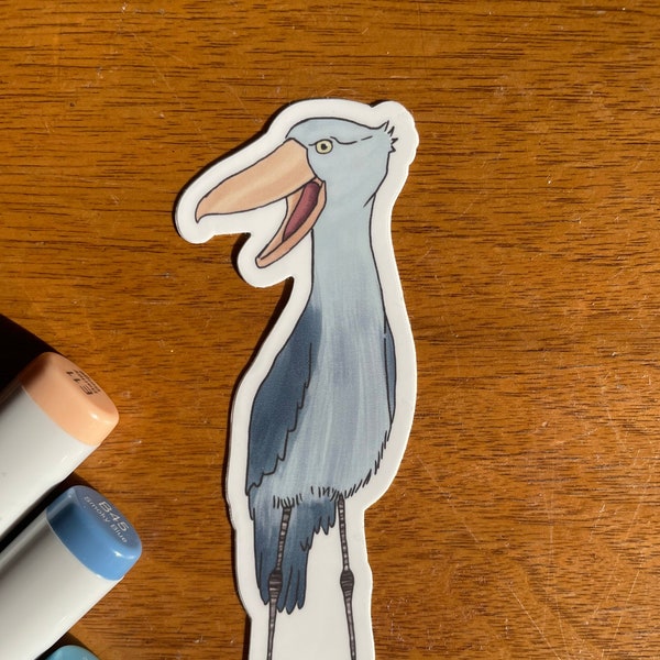 Shoebill Stork Sticker (waterproof weird animal vinyl sticker)