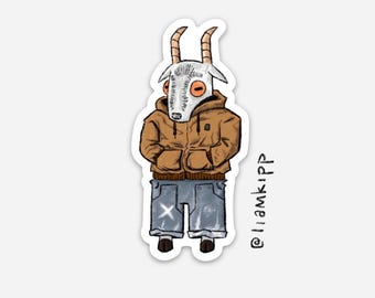 Poser Goat wearing Carhartt Sticker (cool goat waterproof weatherproof vinyl sticker)