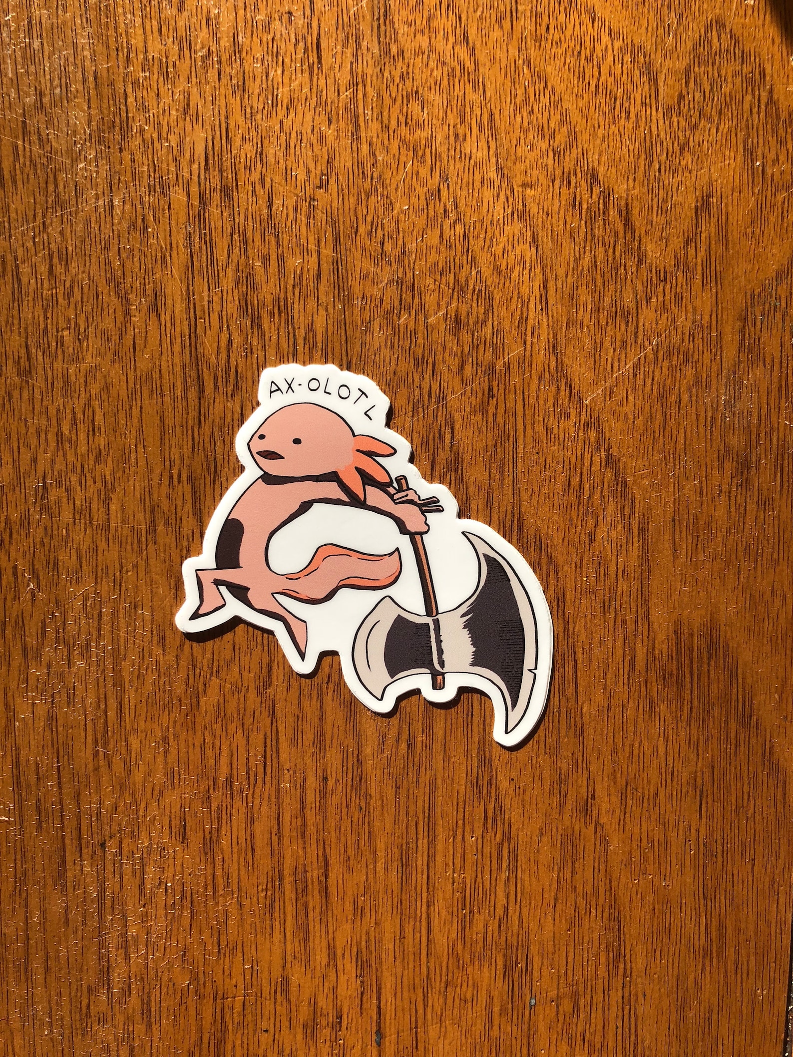 Axolotl With an Axe Sticker (waterproof Weatherproof Vinyl Sticker) Axe ...