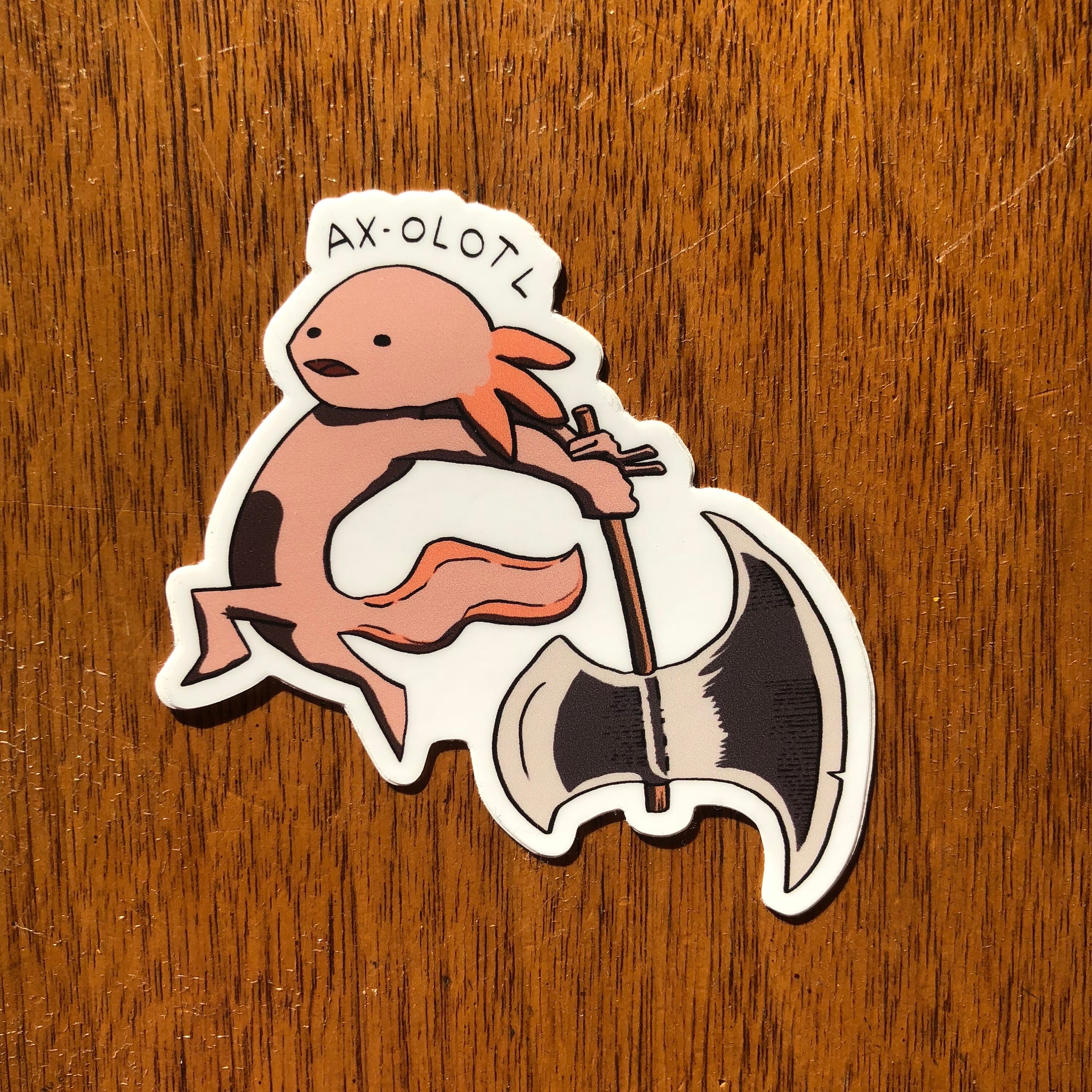 Axolotl With an Axe Sticker (waterproof Weatherproof Vinyl Sticker) Axe ...