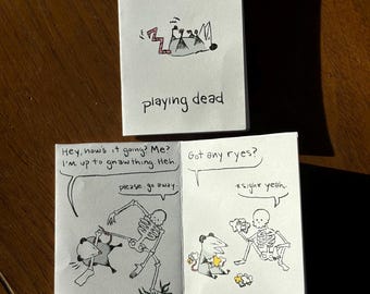 Playing Dead zine [opossum play-doh skeleton zine]