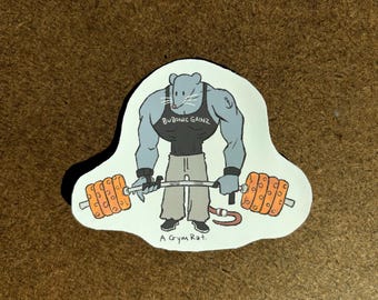 Gym Rat Sticker (waterproof weird animal vinyl sticker)