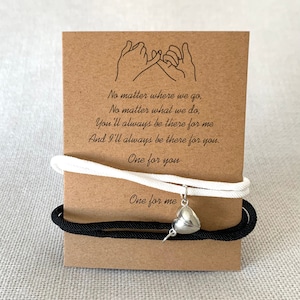 Couple's magnetic bracelet set, cute gift for couples, boyfriend and girlfriend, distance bracelets, couple's jewelry, new relationship, long distance, heart charm, magnetic charm
