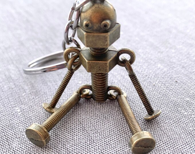 Nuts and Bolts Robot Friend Keychain Etsy