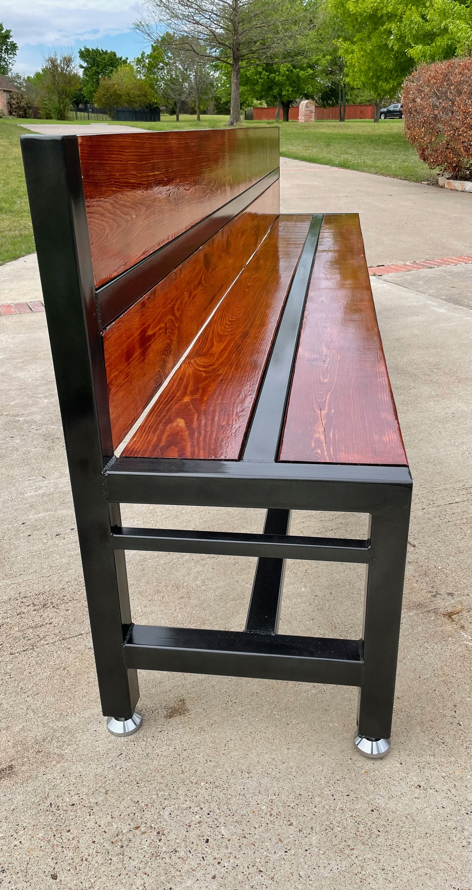 Outdoor Wood and Steel Bench Etsy UK