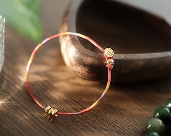 Handwoven Wax Cord Bracelet waterproof with Gold-Plated Accents, Minimalist Everyday Jewelry