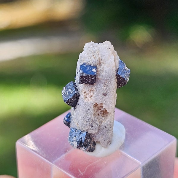 Cool combo! Light Amber Topaz with perfect Bixbyite, Thomas Range, Juab County, Utah