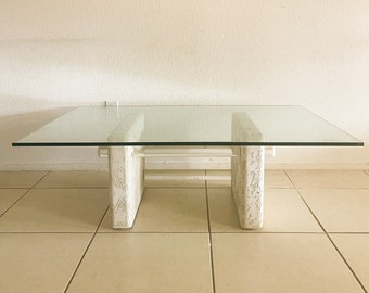 Vintage Postmodern Plaster and Lucite Coffee Table