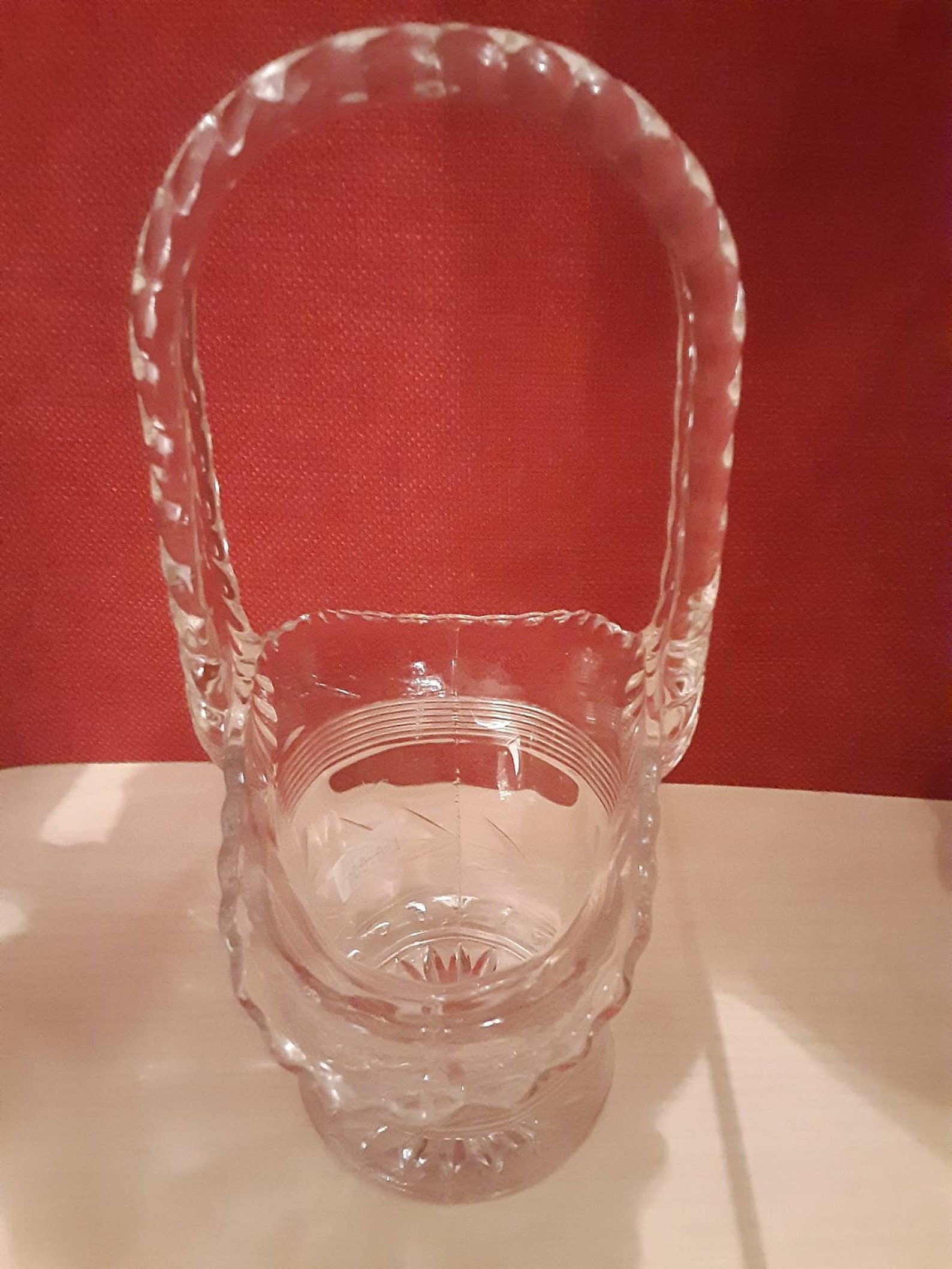 Vintage Glass Basket Etsy