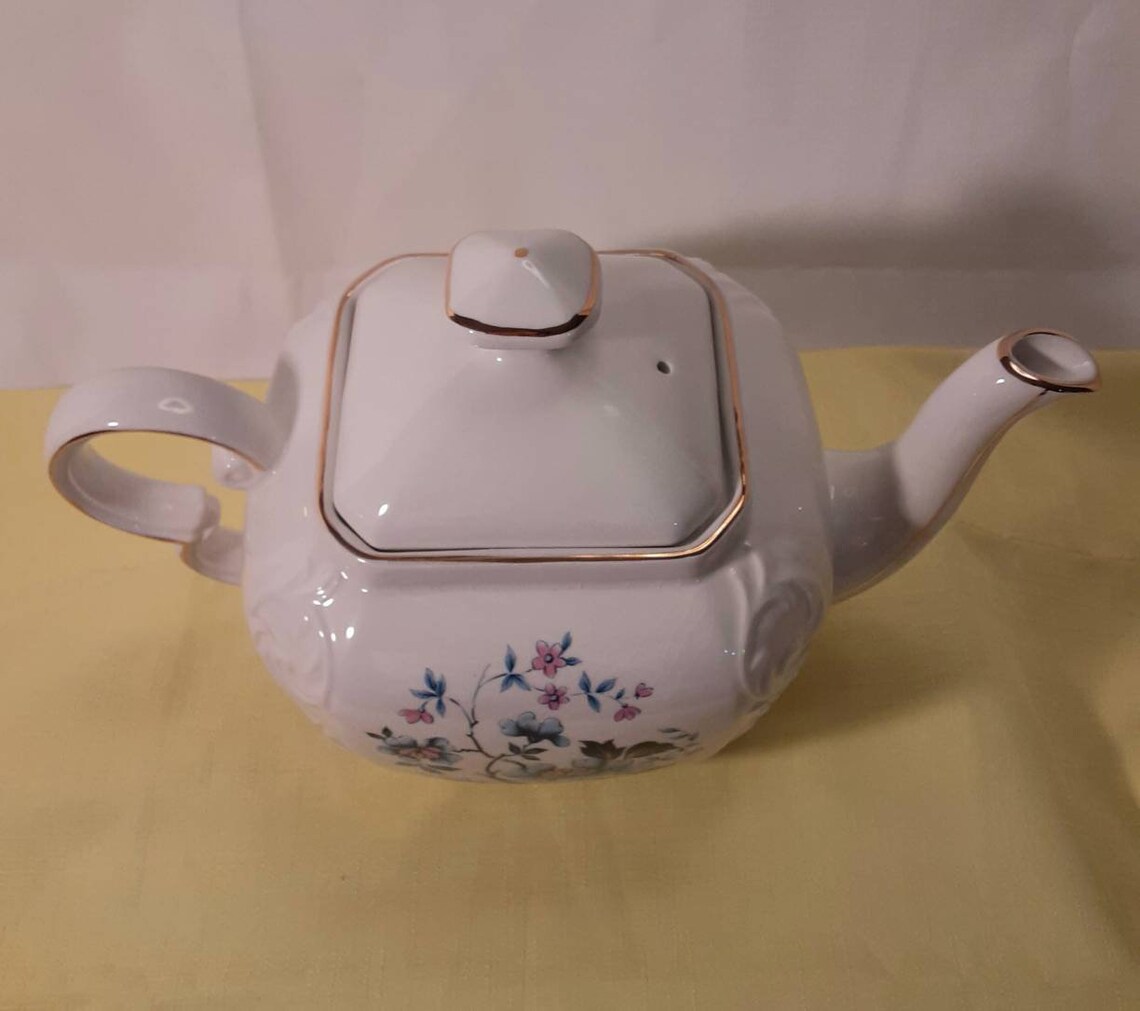 Vintage Wood and Sons England Alpine White Ironstone Teapot Etsy