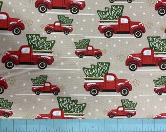 Weihnachtstruck-Stoff – Frieden, Liebe, Freude – Quiltbaumwolle – Verkauf pro halbem Yard