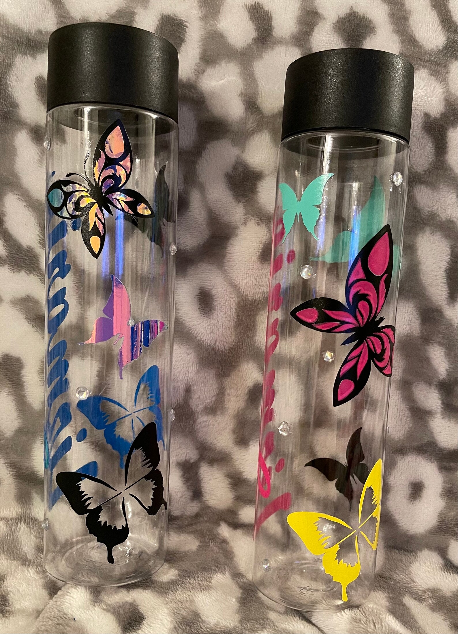 Butterfly Water Bottle With a Personalized Name on It. Etsy