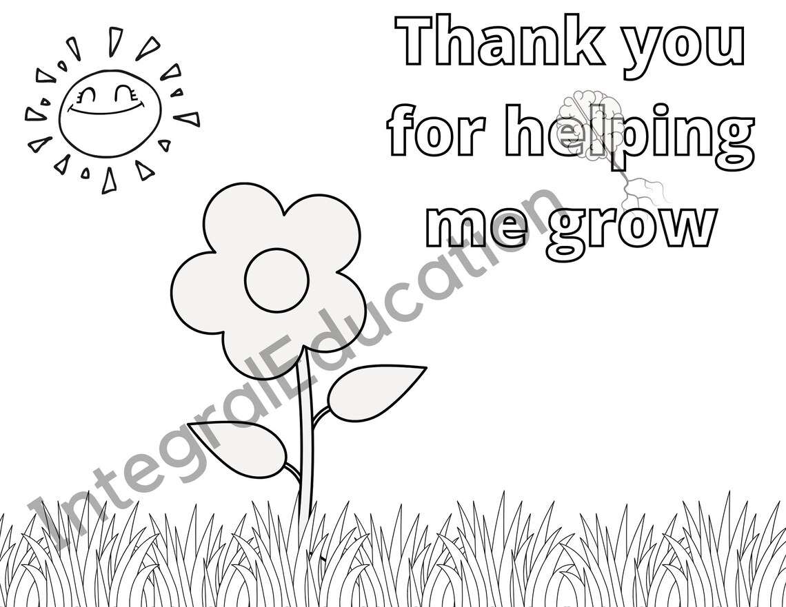 Thank You for Helping Me Grow Mothers Day Gift Coloring Page - Etsy