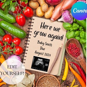 Schwangerschaftsmitteilung. Garten Schwangerschaftsankündigung. Frühling Baby offenbaren, Sommer Baby offenbaren, Sofort Download.