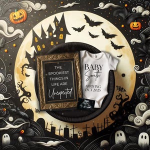 Halloween Pregnancy Announcement, Witch Pregnancy Announcement, Fall Baby Reveal, October Baby Reveal