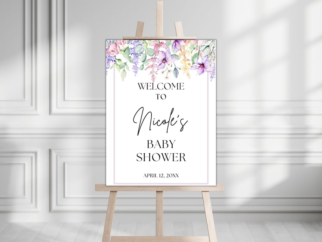 Editable Floral Baby Shower Sign. Floral Baby Shower Entrance