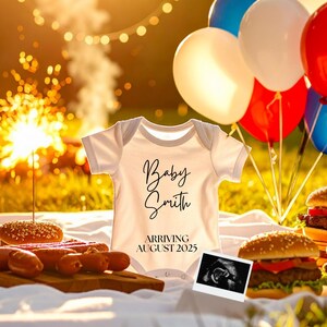 Patriotic Pregnancy Announcement Memorial Day Pregnancy Announcement 4th of July Pregnancy Announcement, BBQ Baby Reveal,