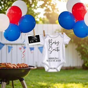 Patriotic Pregnancy Announcement Memorial Day Pregnancy Announcement 4th of July Pregnancy Announcement, BBQ Baby Reveal,