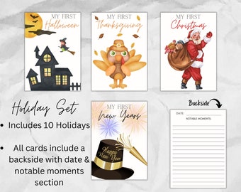 Holidays & Baby's Firsts Milestone Cards. Baby Milestone Cards Bundle