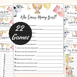Farm Animal Baby Shower Games, Barnyard Baby Shower Game Bundle, Coed Baby Shower Games, Printable Baby Shower Games