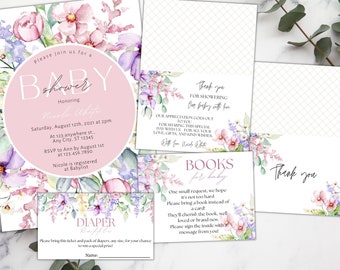 Baby in Bloom Baby Shower Einladungs-Bundle