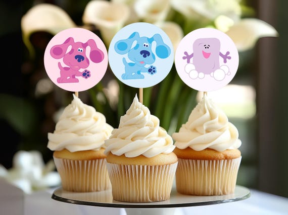 Blues Clues Inspired Cupcake Toppers, Printable Cupcake Toppers, Blues Clues Party Decor, Printable Blues Clues Cupcake Topper Set