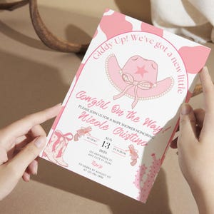 Cowgirl Baby Shower Invitation, Rodeo Baby Shower Invitation, Western Baby Shower Invitation, Pink Cowgirl Shower Invite, Editable Template