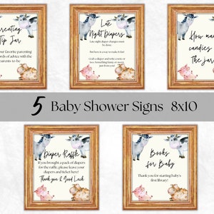 5 Farm Baby Shower Sign Bundle. Printable Baby Shower Sign Bundle. Barnyard Baby Shower. Farm Animals Baby Shower Sign