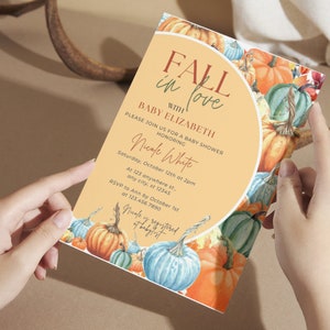 Editable Fall Pumpkin Baby Shower Invitation, Fall Baby Shower Invitation, Pumpkin Baby Shower Invitation, Editable Template