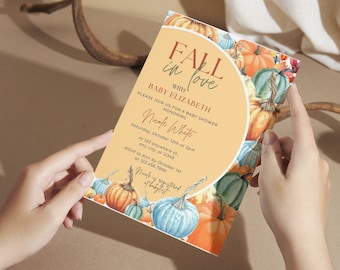 Edytowalne zaproszenie na jesienne baby shower z dyni, zaproszenie na jesienne baby shower, zaproszenie na jesienne baby shower z dyni, edytowalny szablon