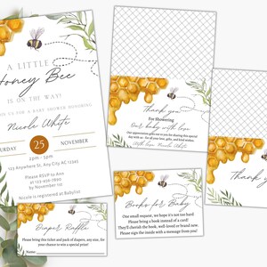 Editable Sweet as can Bee Baby Shower Invitation Bundle. Honey Bee Baby Shower Invitation Bundle. Editable Instant Download Baby Shower