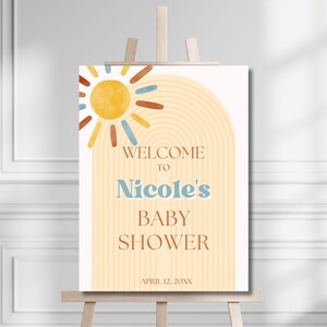 Here Comes the Sun Baby Shower Welcome Sign, Boy Baby Shower, Here Comes the Son, Boho Baby Invites, Summer Baby Shower, Entrance Sign
