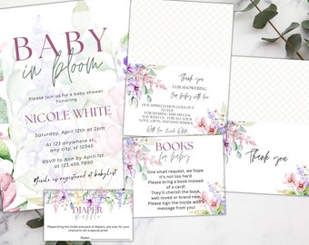 Baby in Bloom Baby Shower Einladungs-Bundle