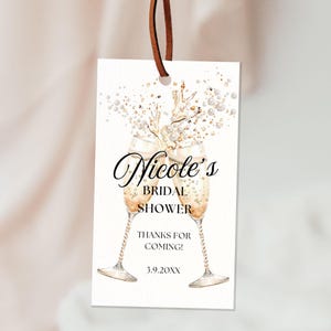 Pearls and Prosecco Bridal Shower Favor Tag, Printable Minimalist Pearl Bridal Shower, Pearls & Prosecco Wedding Shower, Digital Favor Tag