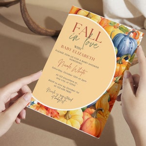 Editable Fall Pumpkin Baby Shower Invitation, Fall Baby Shower Invitation, Pumpkin Baby Shower Invitation, Editable Template