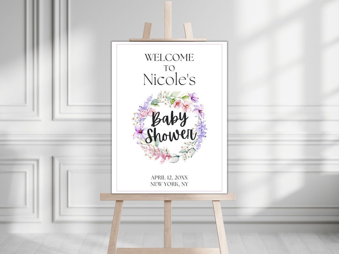 Editable Floral Baby Shower Sign. Floral Baby Shower Entrance
