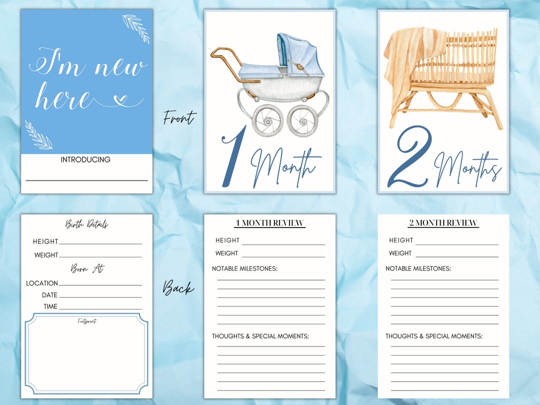 Baby Boy Milestone Cards Watercolor Baby Toys. Monthly Baby Milestone ...