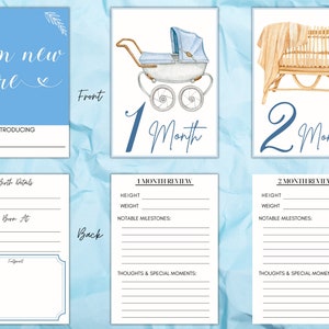 Baby Boy Milestone Cards Watercolor Baby Toys. Monthly Baby Milestone Cards. Instant Download Printable. Milestone Cards Bundle. Baby Gift